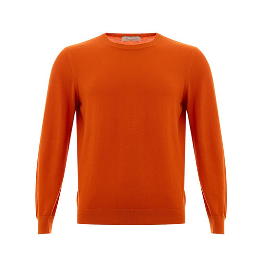 Classic Orange Cotton Sweater for Elegant Men