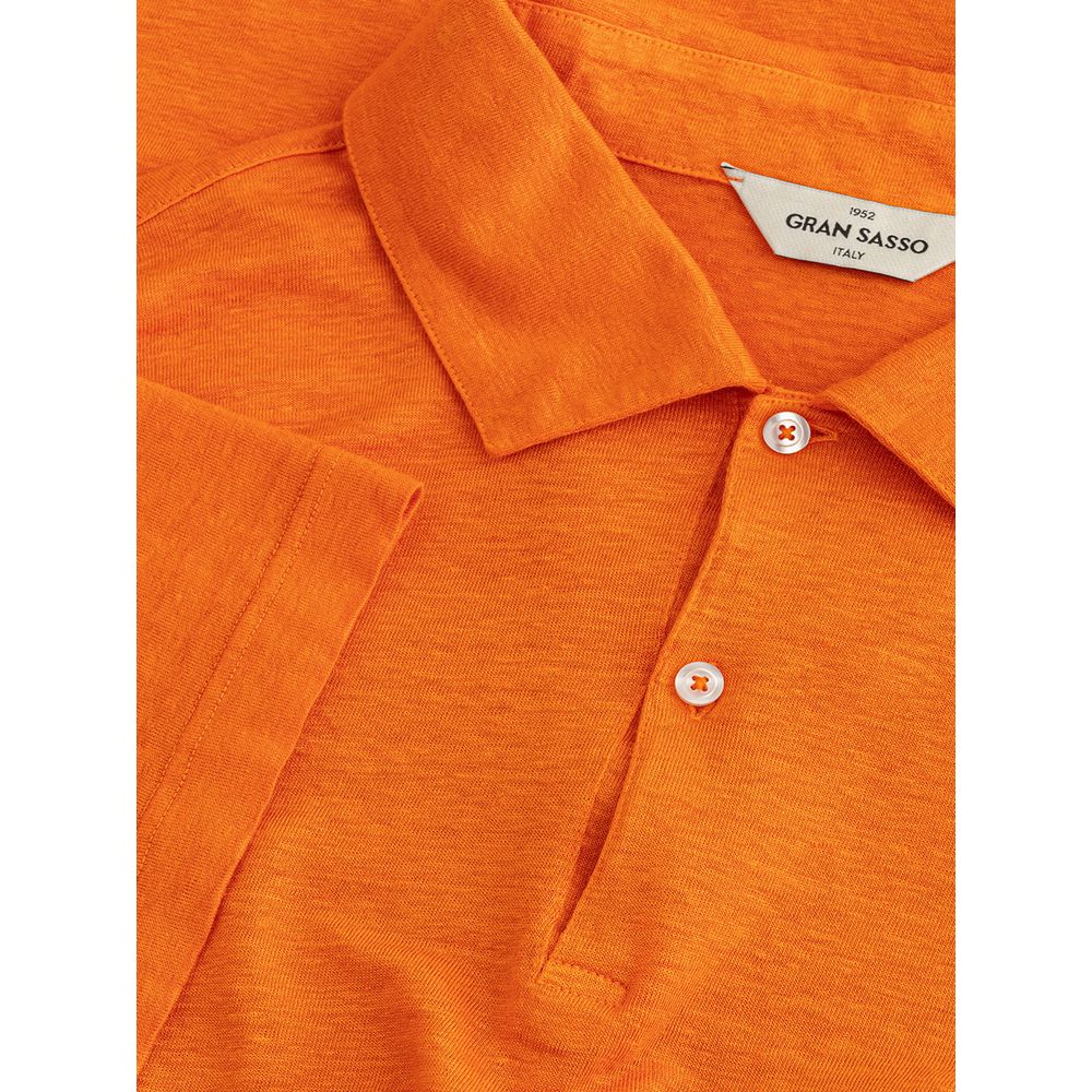 Elegant Orange Linen Polo Shirt