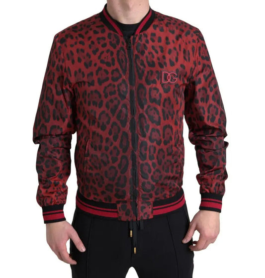 Red Leopard Bomber Short Coat Jacket