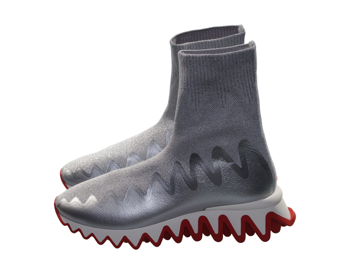 Sharky Sock Flat Silver Maille Lurex Sneakers