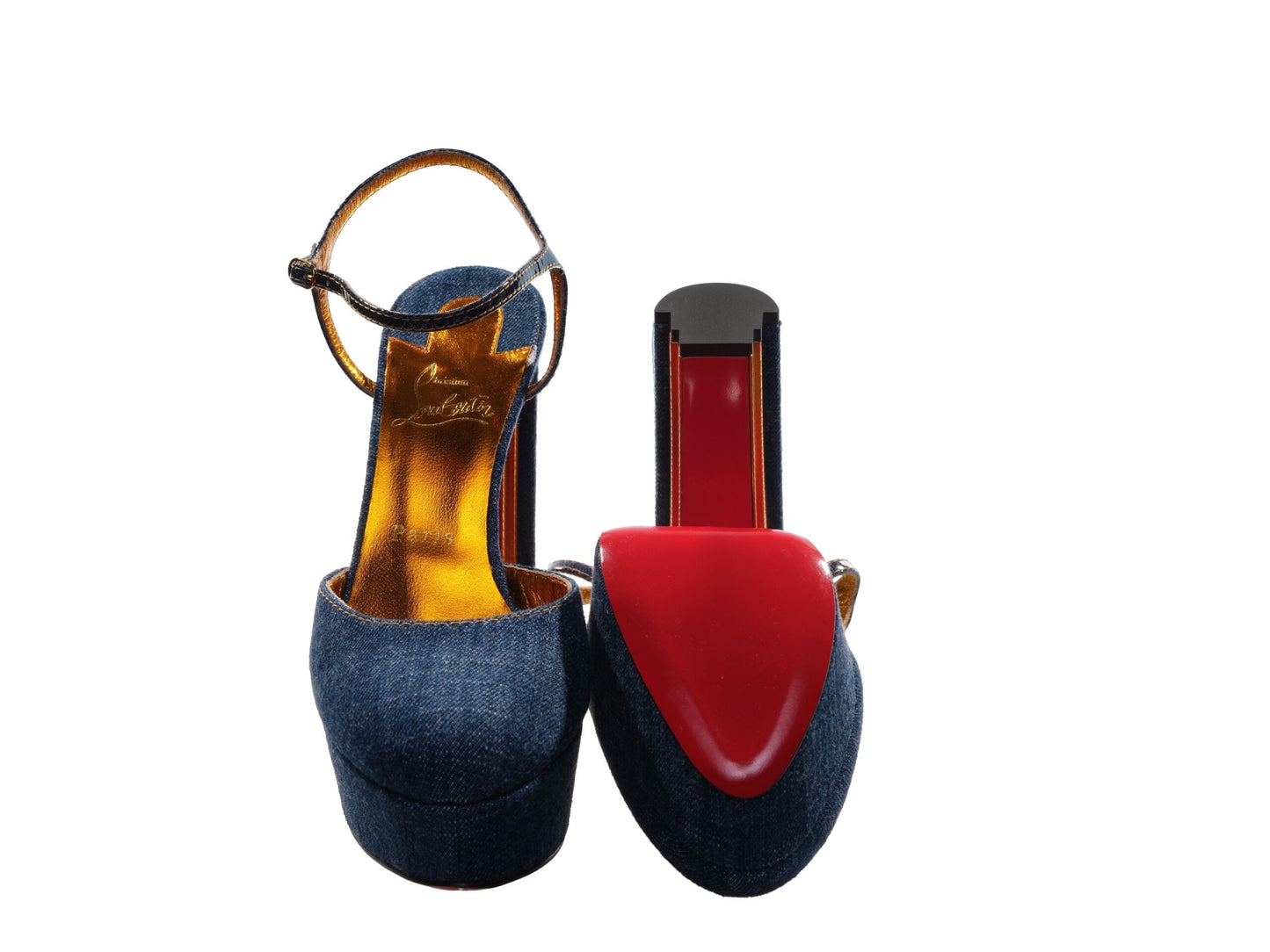 Coluna Denim Navy Blue Platform Heel Pumps