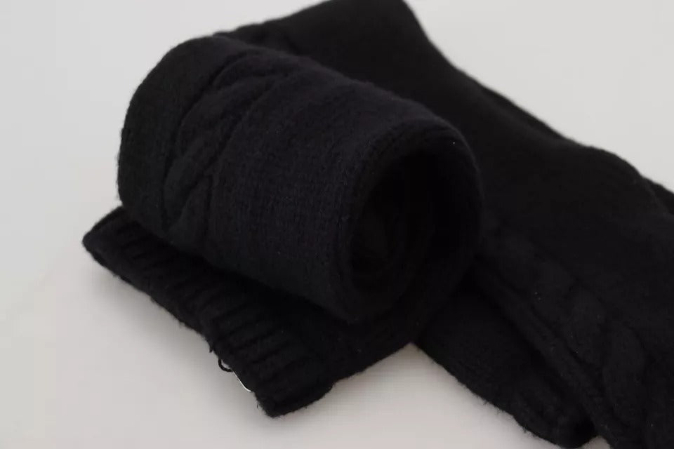 Black Wool Knit Calf Long Women Accessory Socks