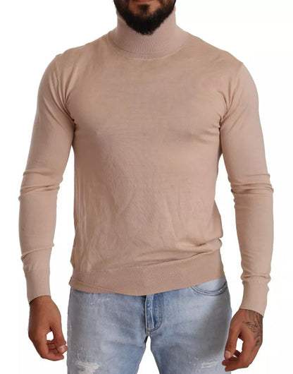 Beige Cashmere Turtleneck Pullover Sweater