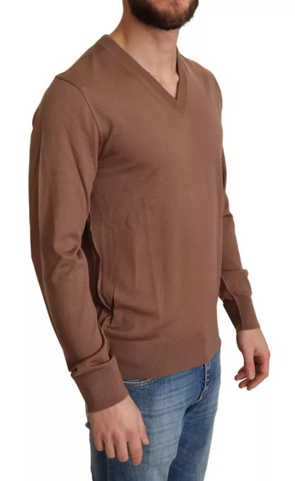 Brown Silk Cashmere Pullover Sweater