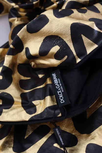 Gold Logo Print Turtleneck Pullover Sweater