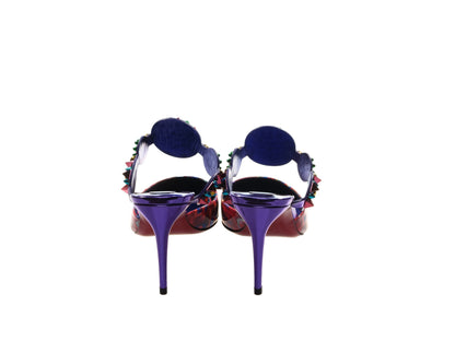 Miss Goldora 85 Embellished Buckle Multicolour Mule Heels