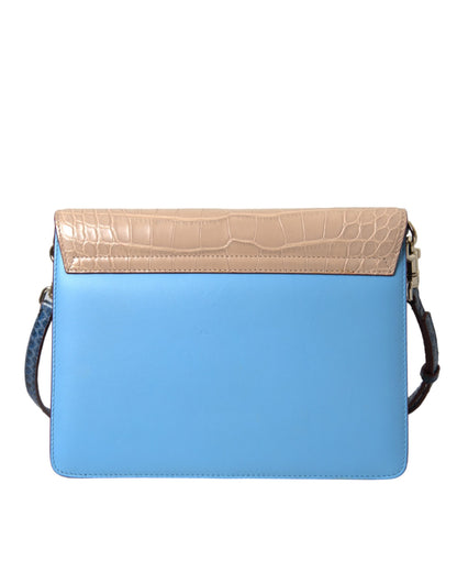 Blue Beige Exotic Leather LUCIA Crossbody Purse Bag