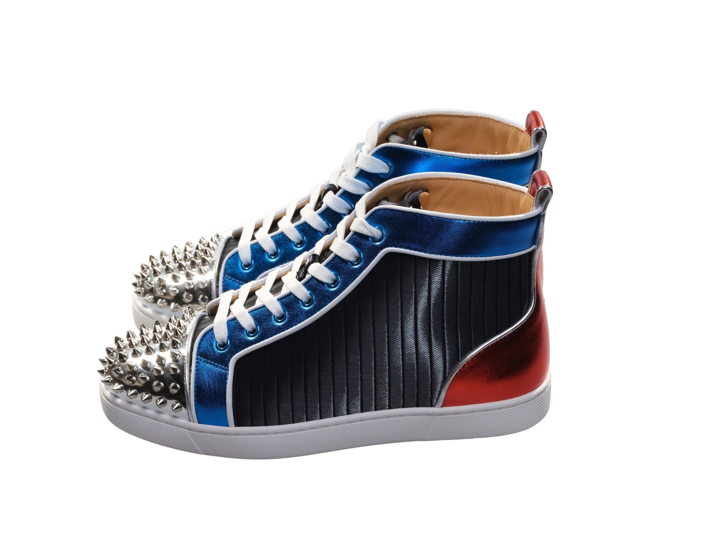 Louis Spikes Orlato Flat Multi Coloured Leather High Top Sneakers