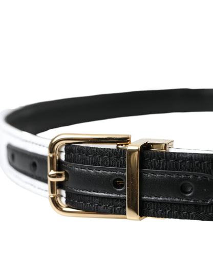 Black White Patchwork Gold Metal Buckle Belt