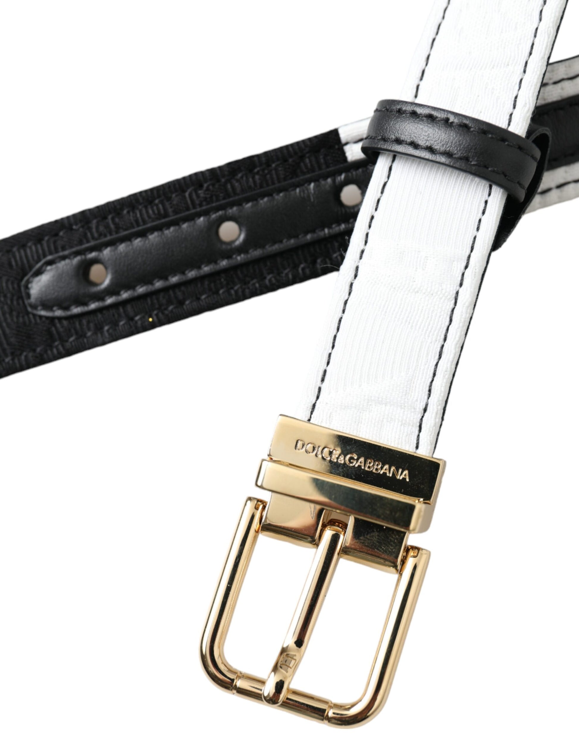 Black White Patchwork Gold Metal Buckle Belt