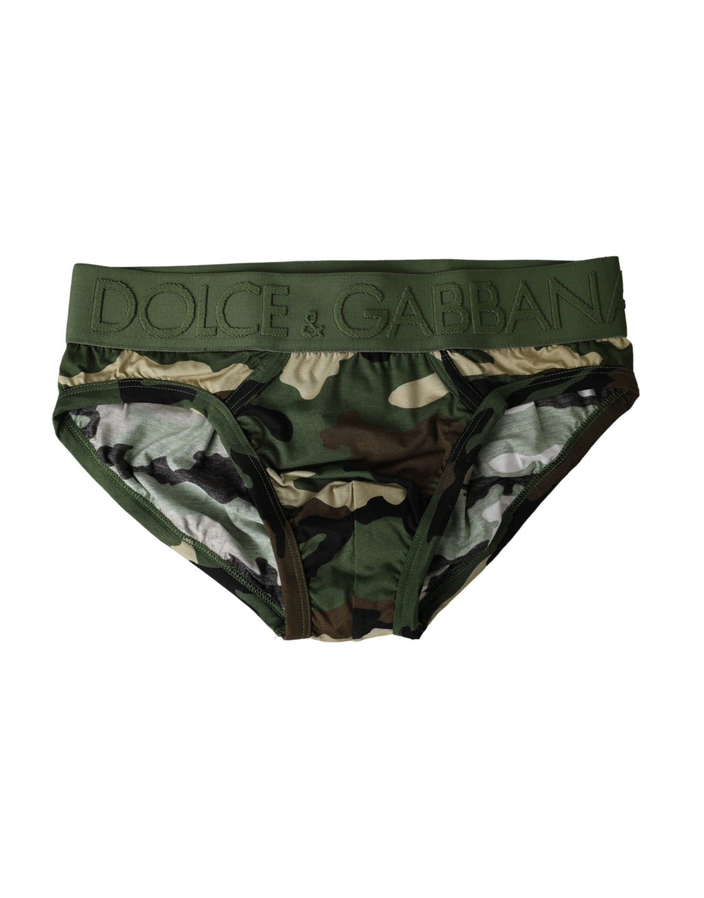 Green Camouflage Logo Cotton Mid Slip Underwear