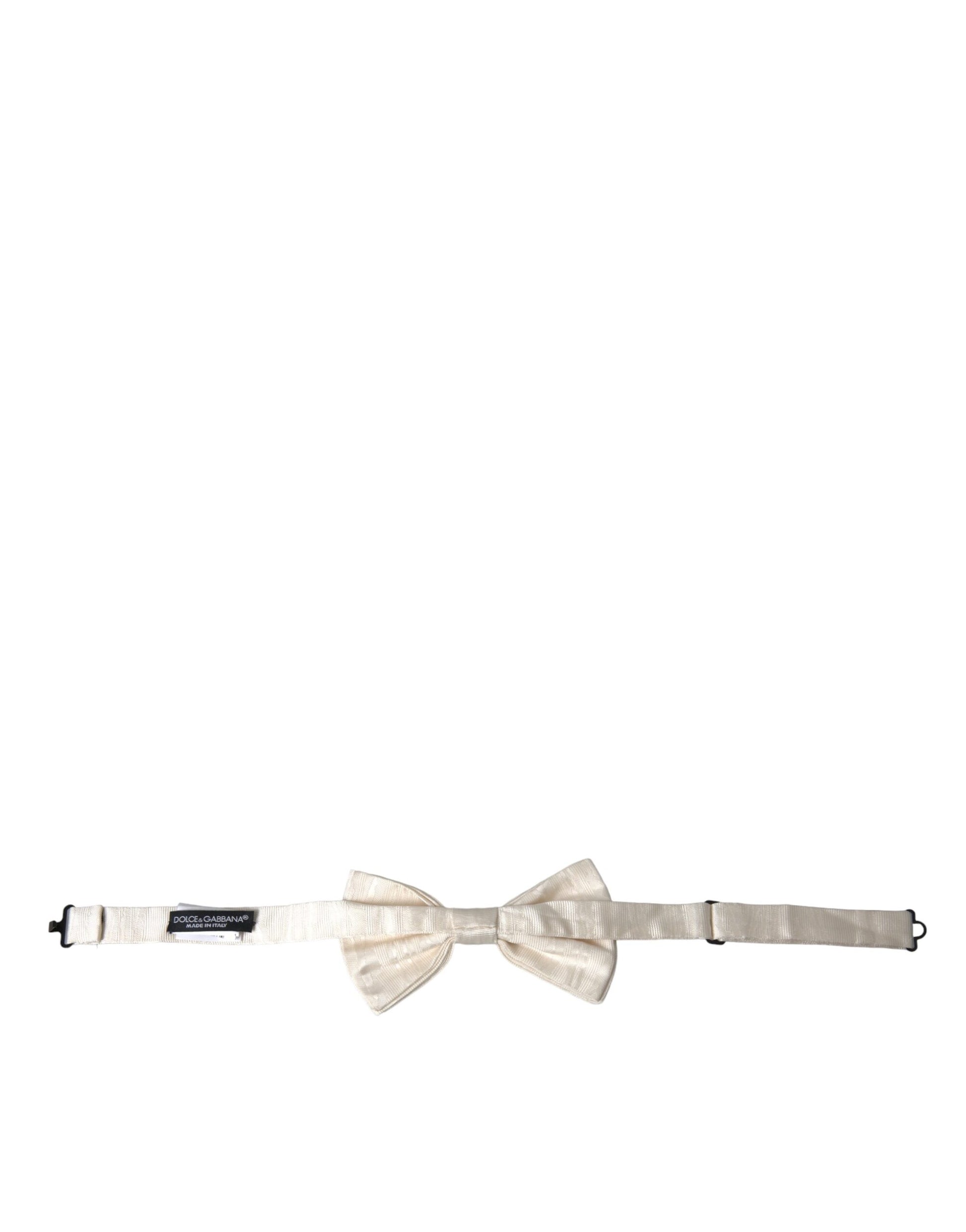 White Jacquard Silk Adjustable Neck Men Bow Tie