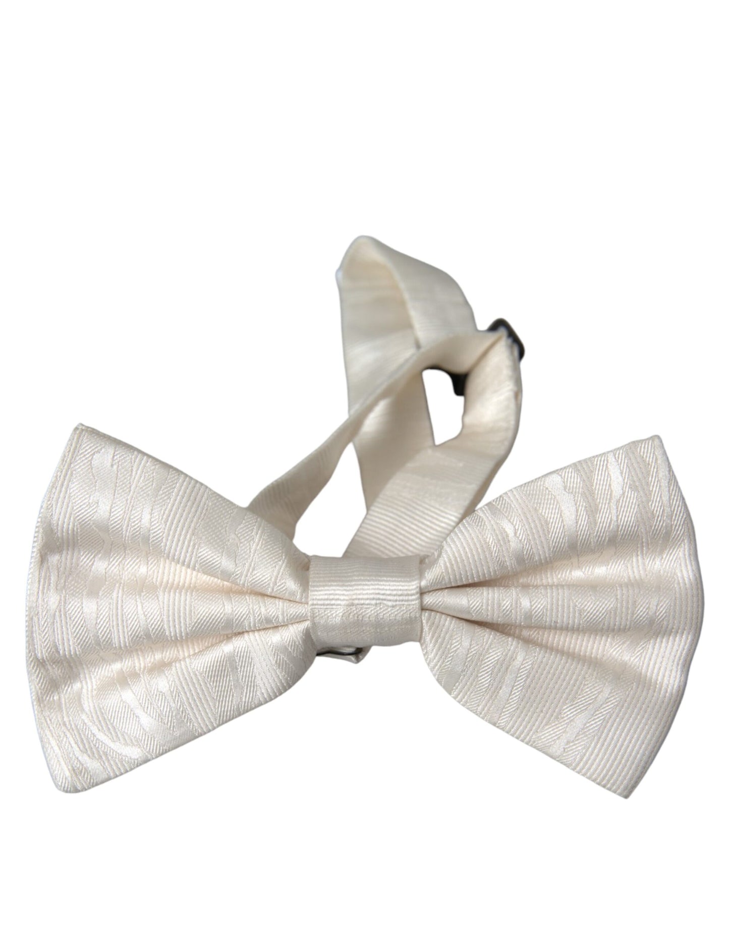 White Jacquard Silk Adjustable Neck Men Bow Tie