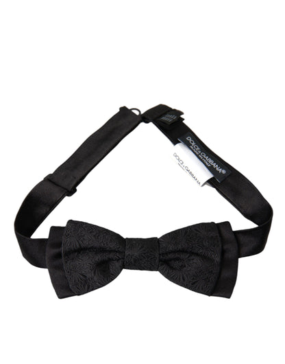 Black Brocade Silk Adjustable Neck Men Bow Tie