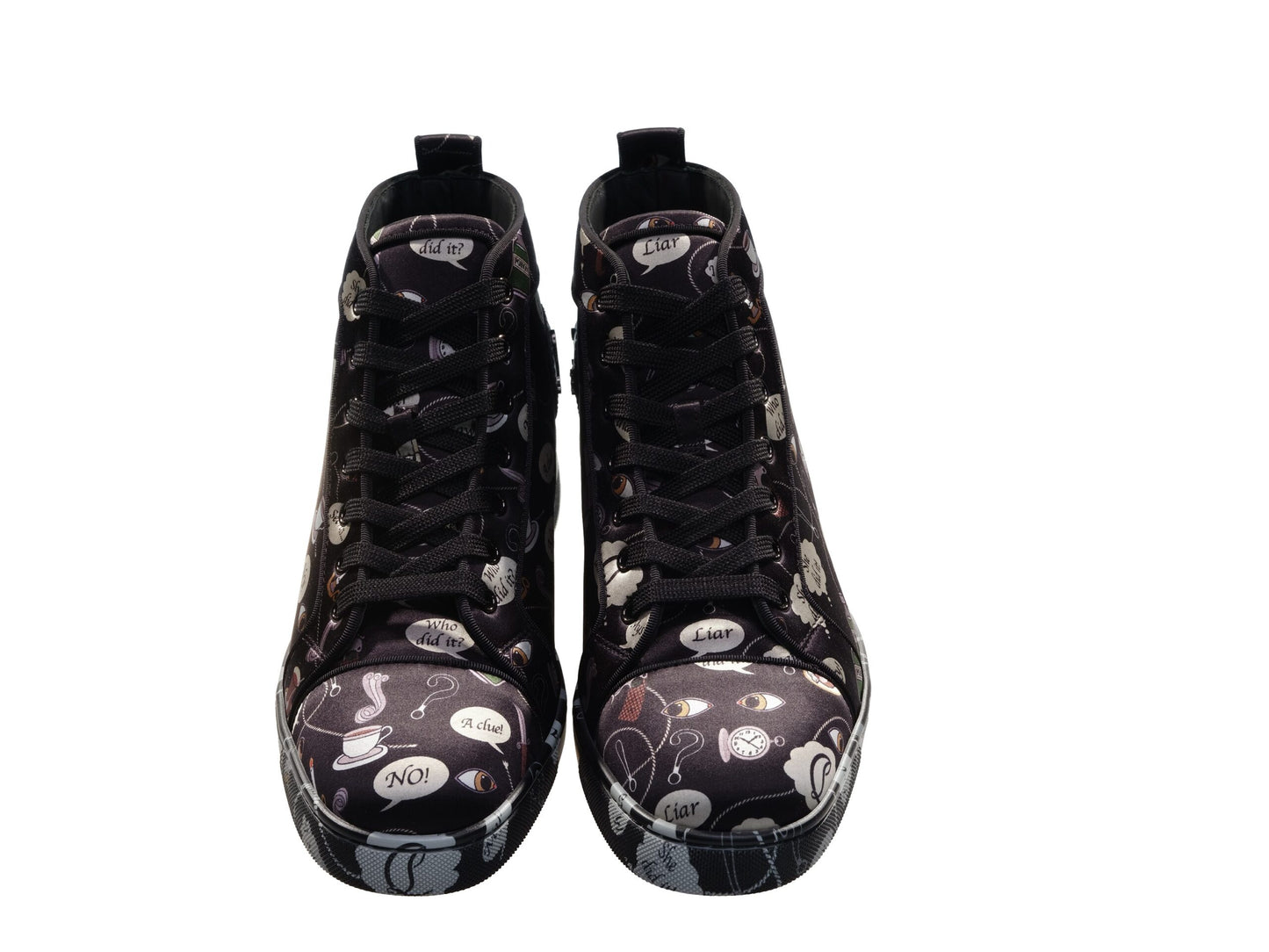 Louis Orlato Flat Crepe Satin Weapons Print High Top Sneakers