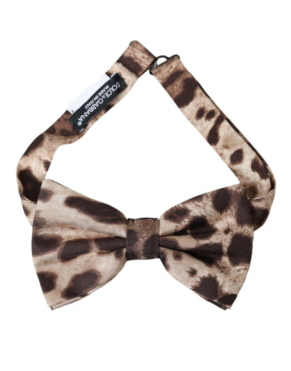 Brown Leopard Silk Adjustable Neck Men Bow Tie