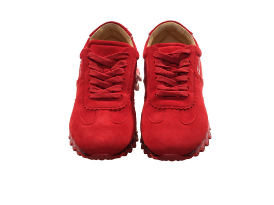 Loubishark Flat Red Suede Laceup Sneakers