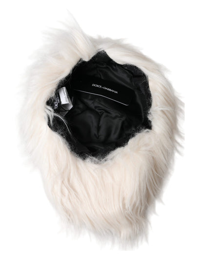 Off White Faux Fur Baseball Hat Men