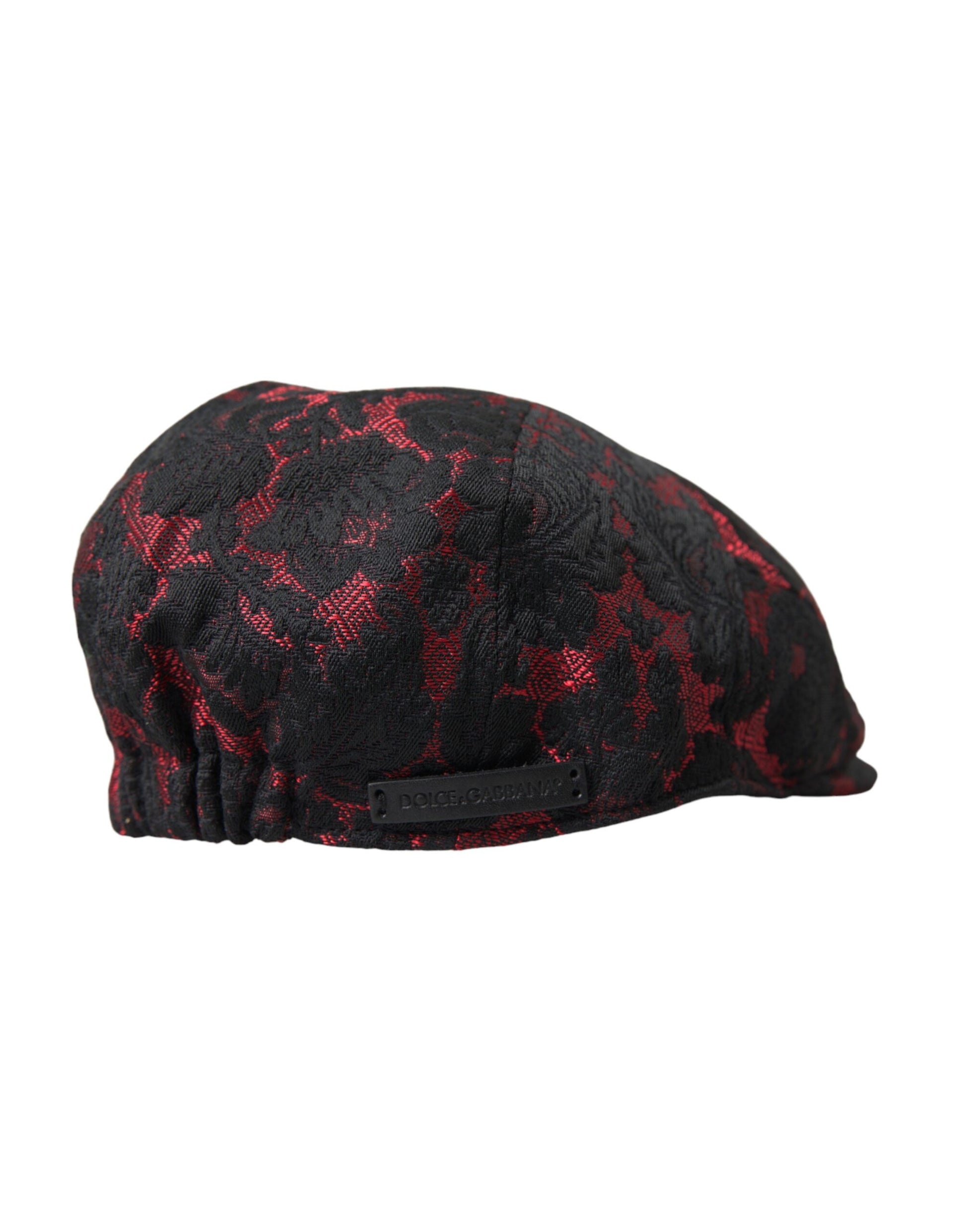 Black Red Floral Jacquard Newsboy Hat Men