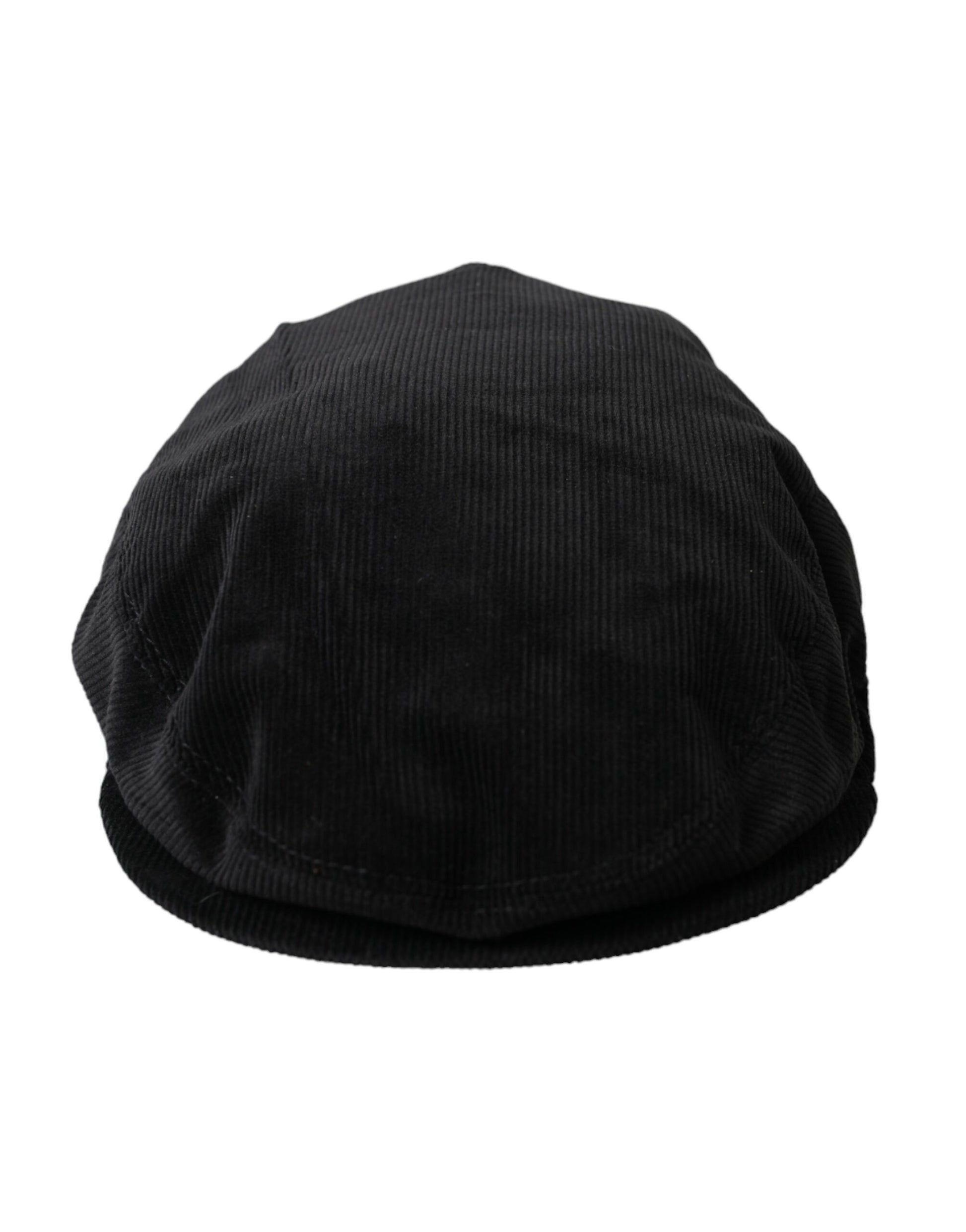 Black Corduroy Crown Newsboy Hat Men