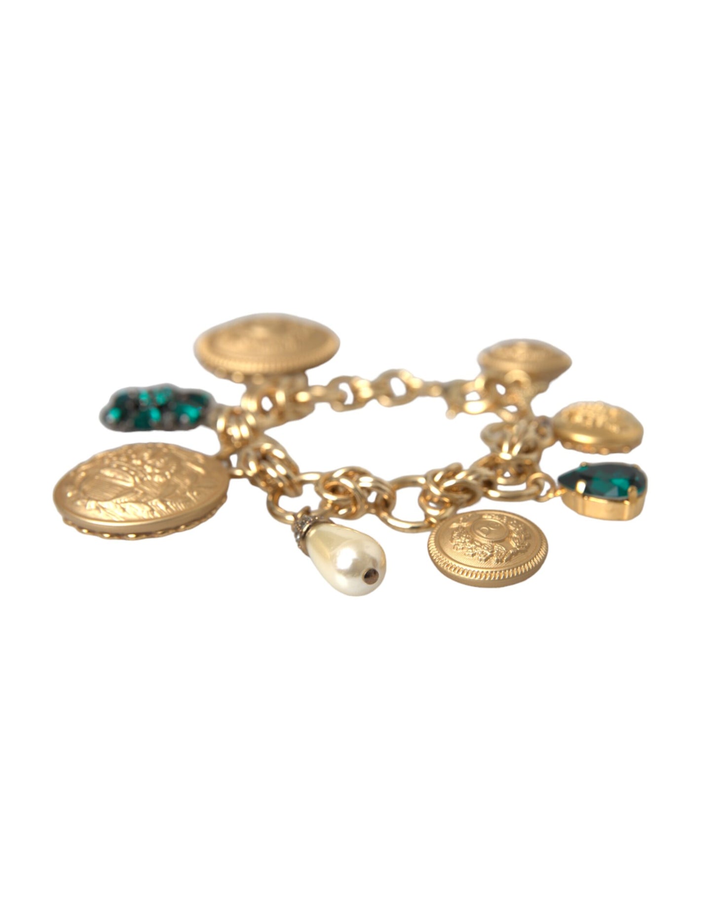 Gold Tone Brass Chain Crystal Women Bracelet