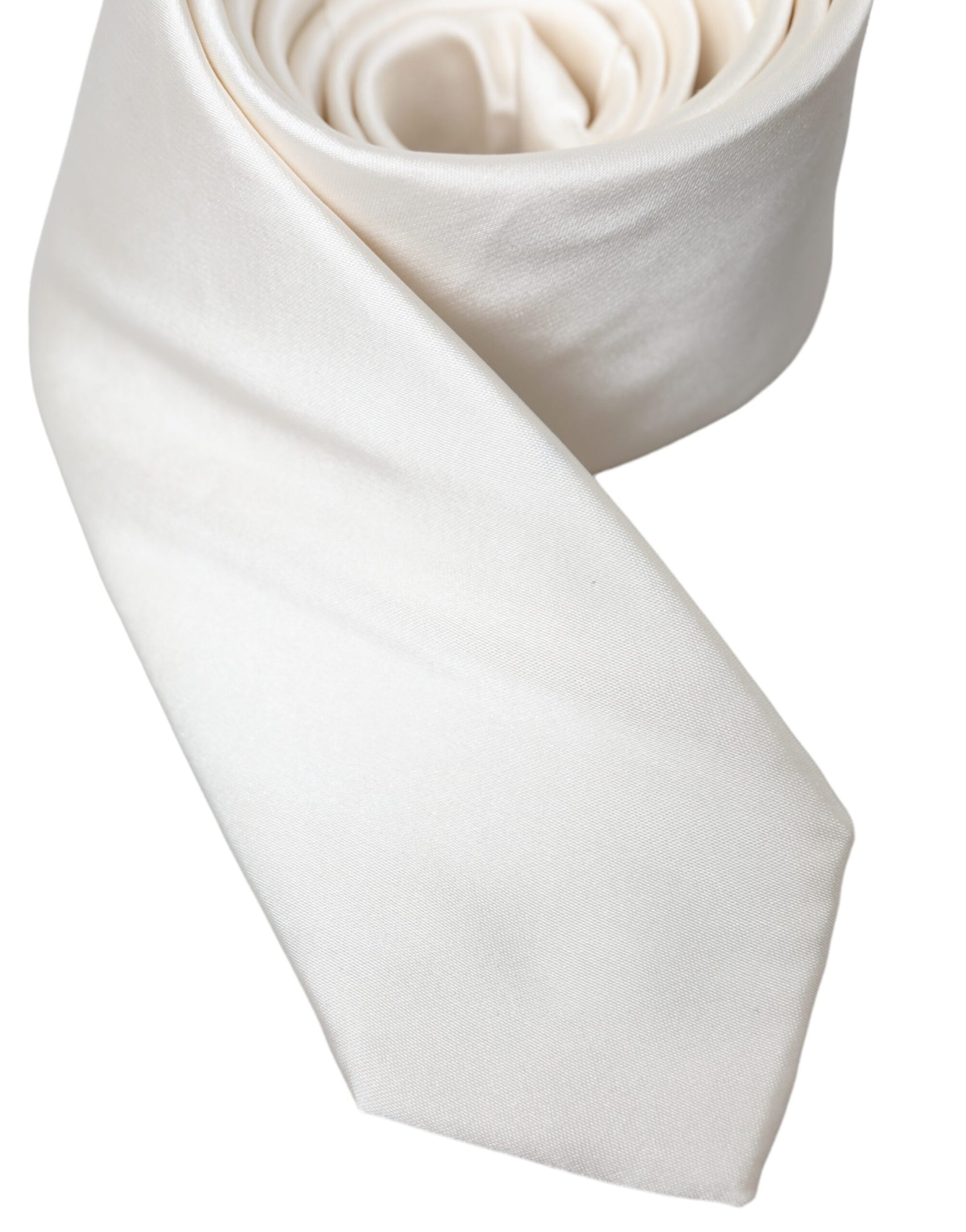 White Solid 100% Silk Adjustable Tie