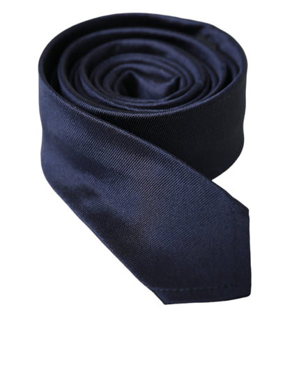 Blue Solid Silk Adjustable Tie Men