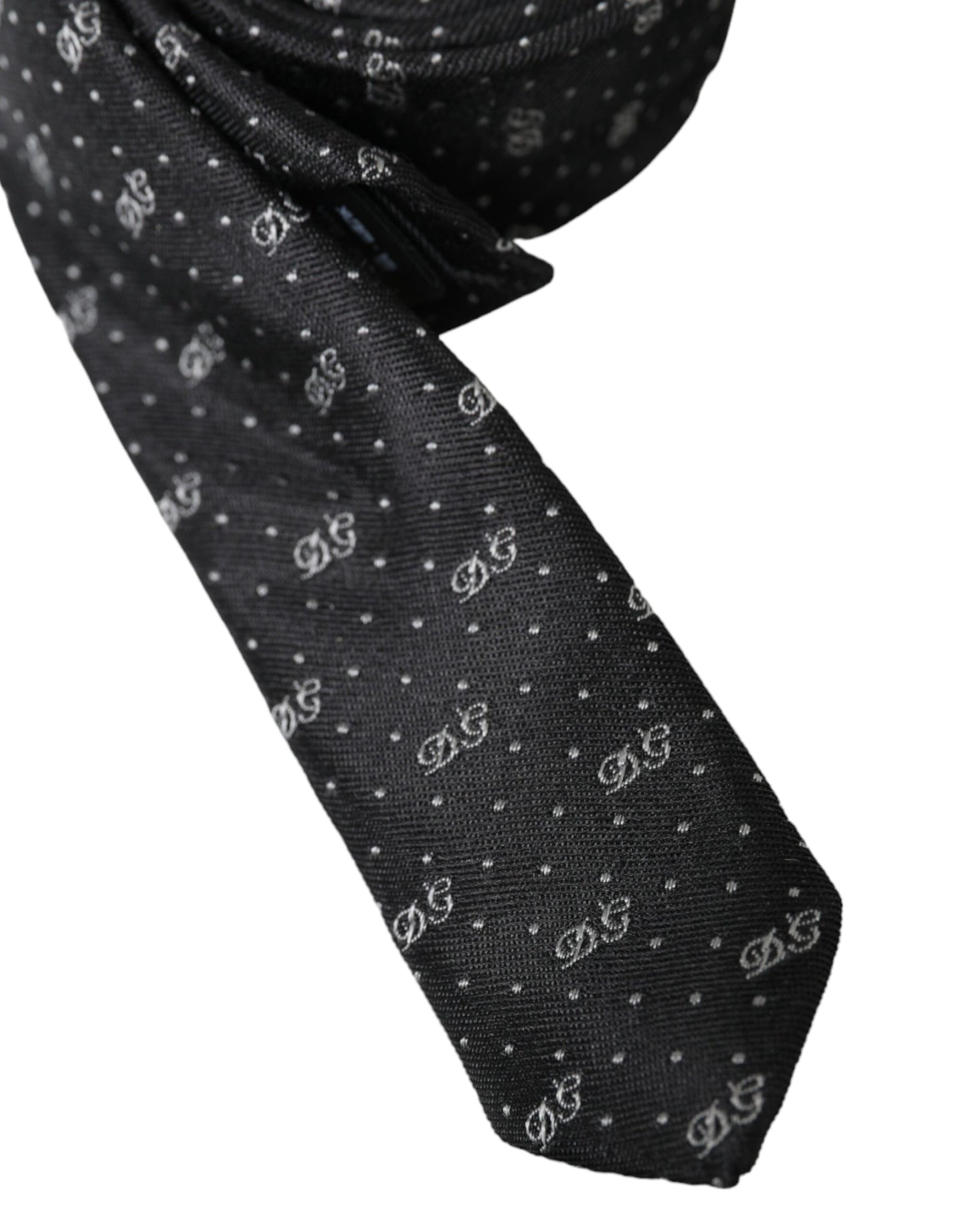 Black DG Logo 100% Silk Adjustable Tie