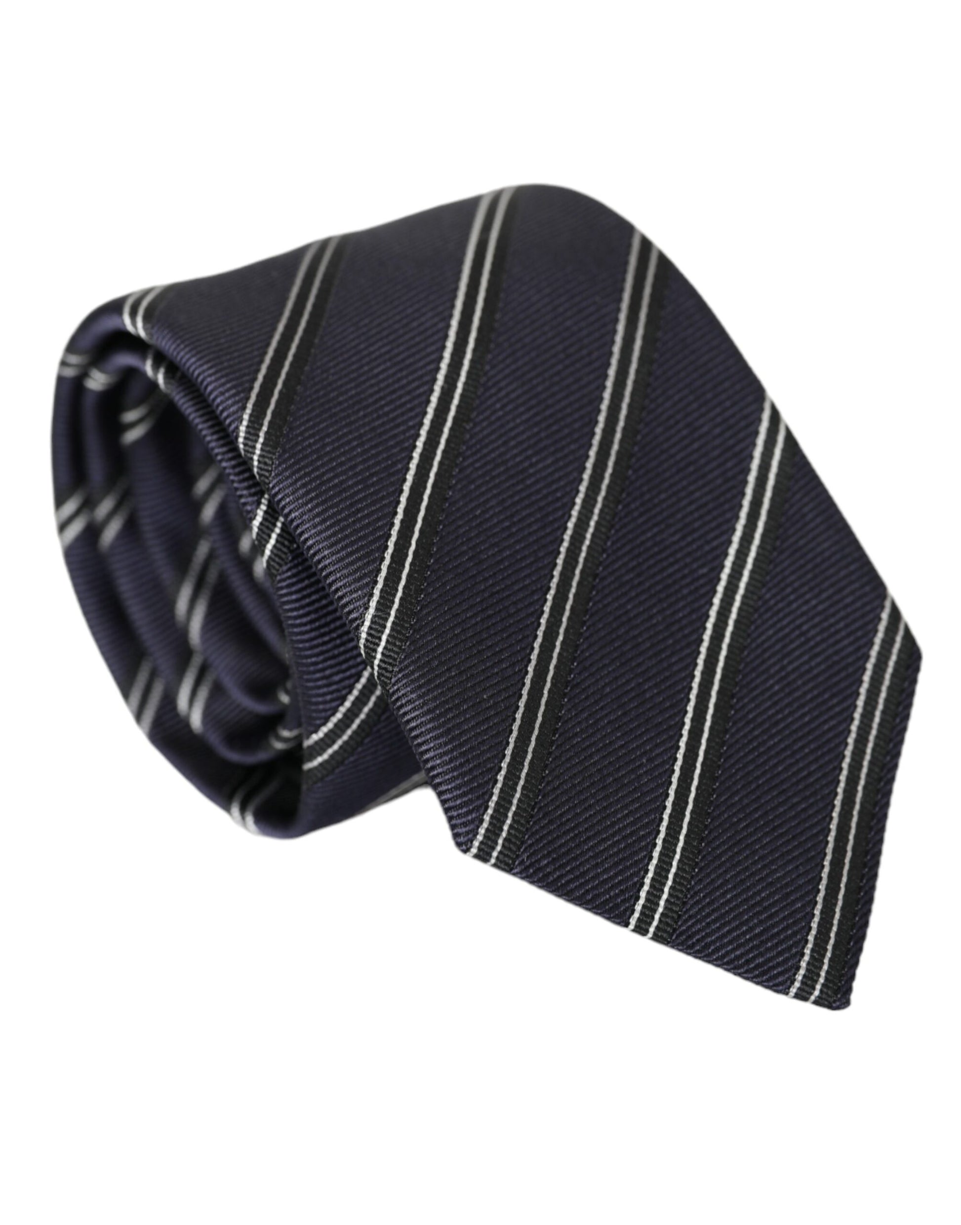 Black White Stripes Silk Adjustable Tie