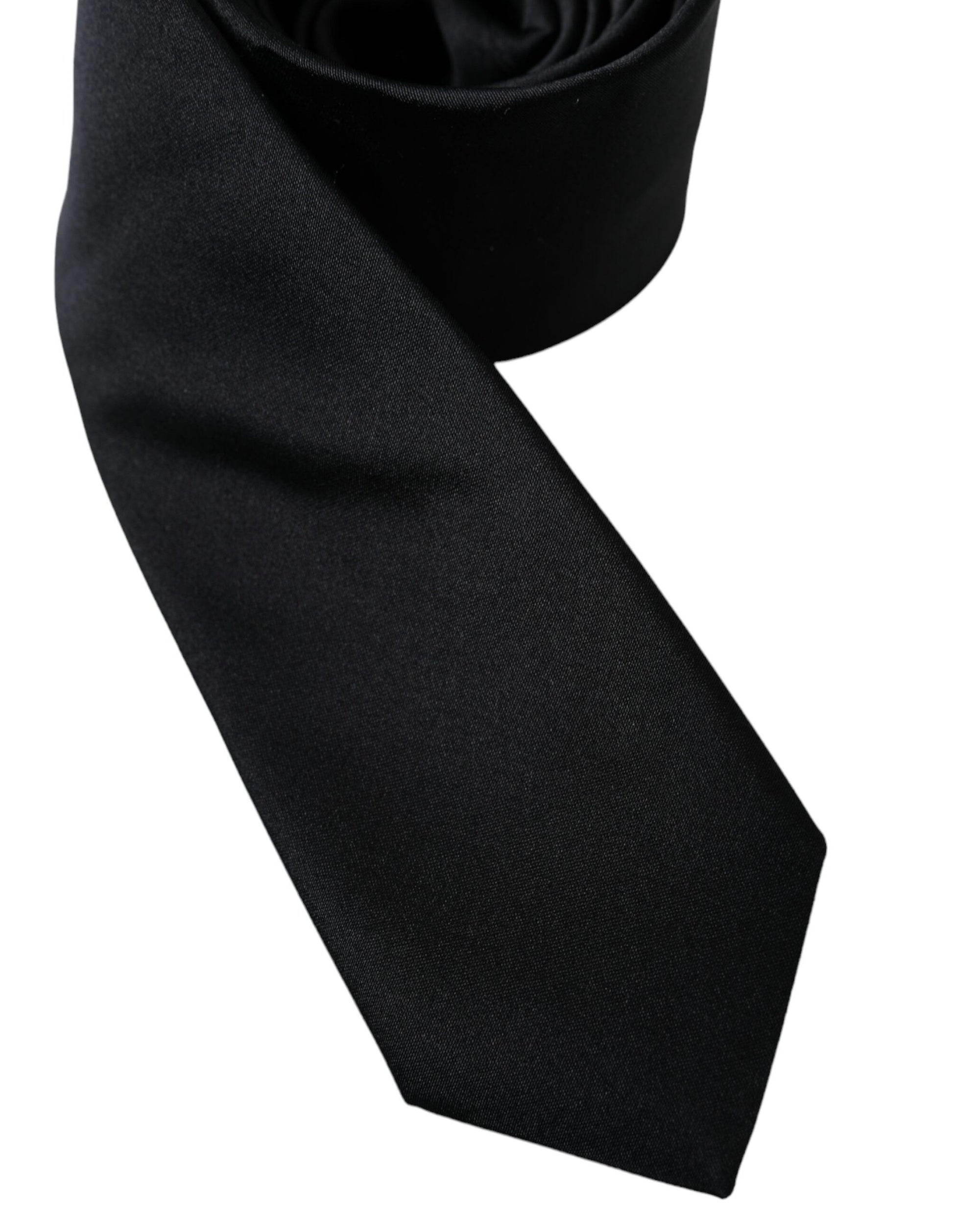 Black Solid Silk Adjustable Tie Men