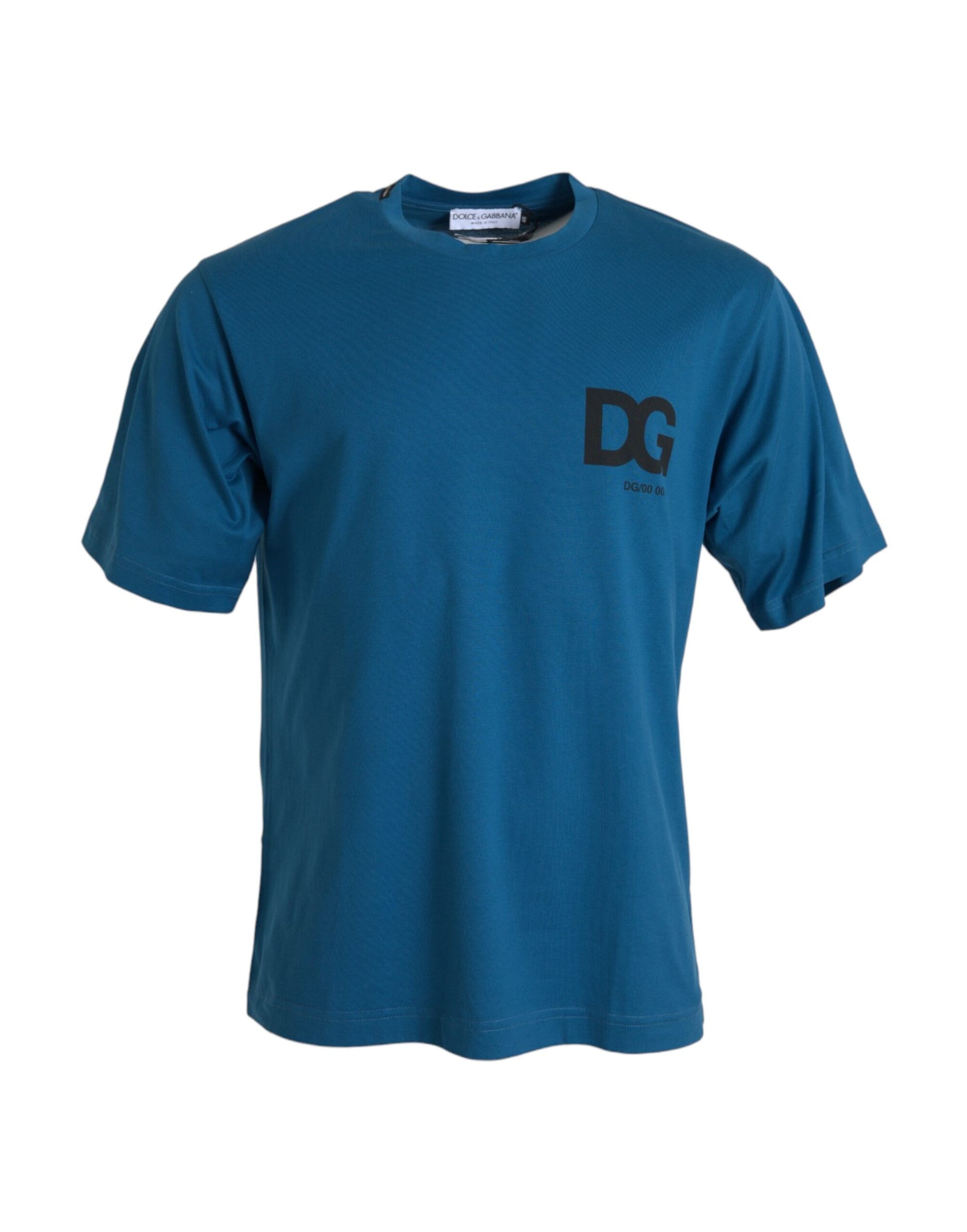 Blue Logo Round Neck Short Sleeves T-shirt