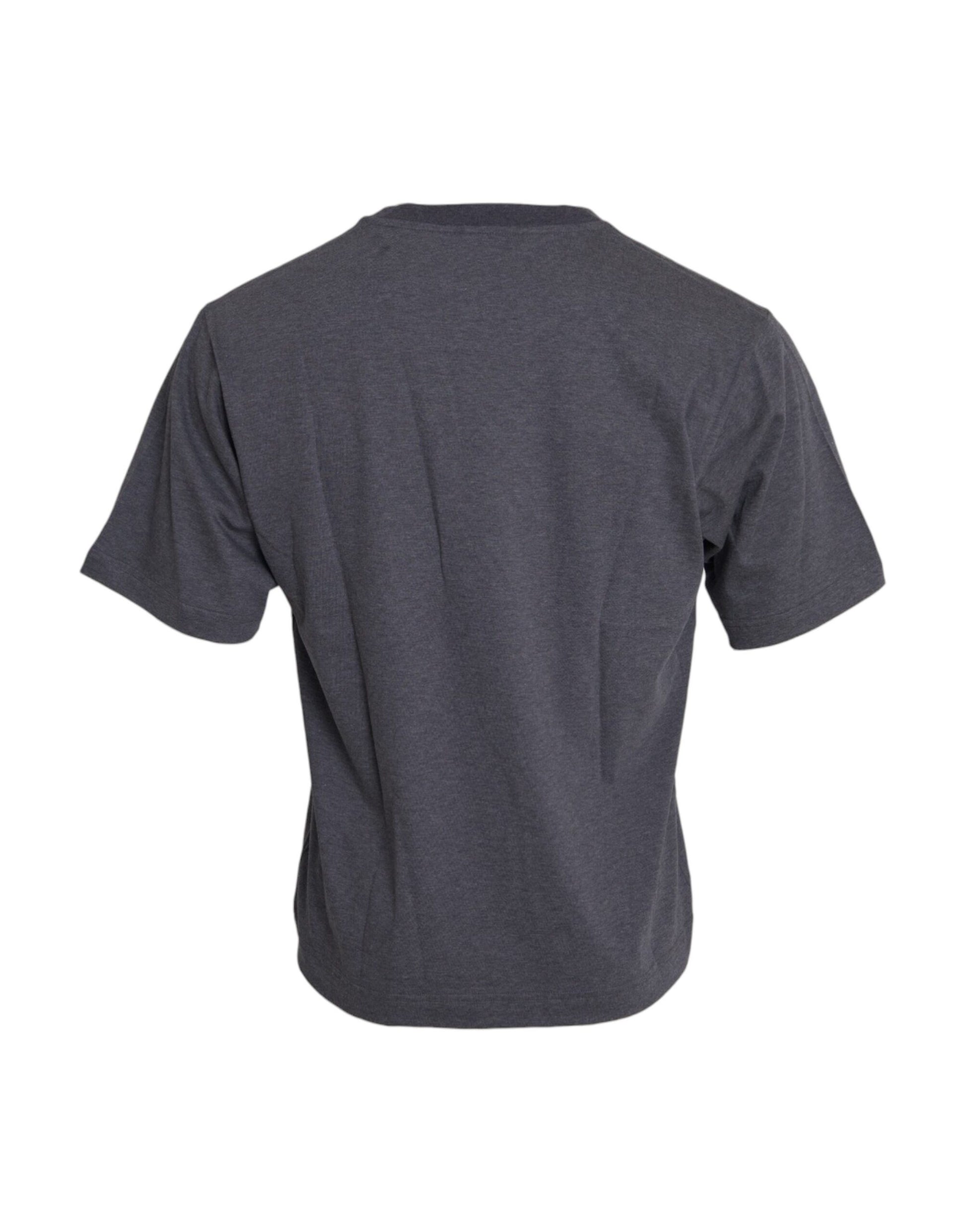 Gray Cotton Round Neck Short Sleeve T-shirt