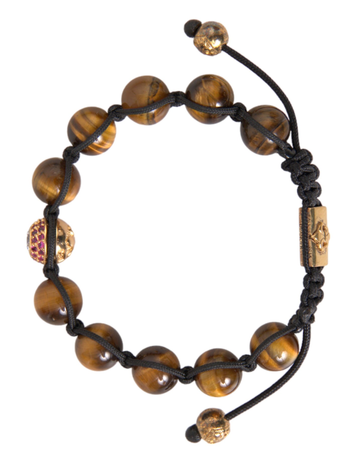 CZ Brown Tigers Eye 925 Silver Bracelet Mens