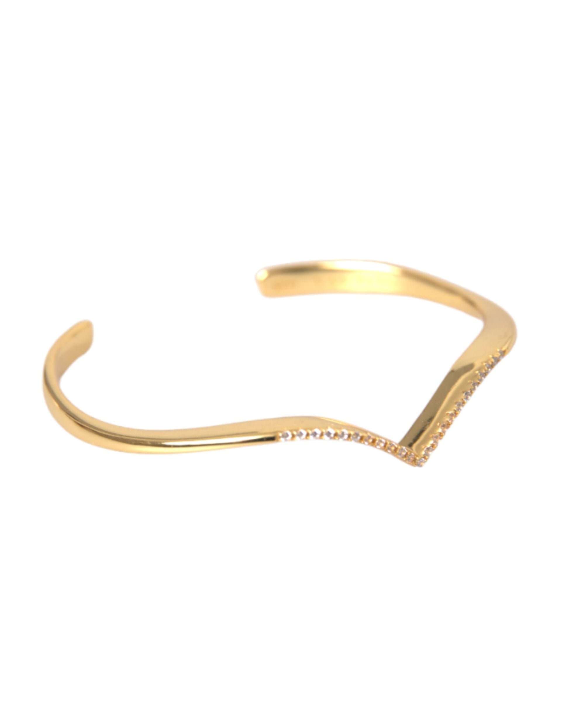 Arched Wing Cuff Skyfall Gold CZ 925 Bracelet