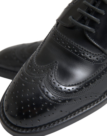 Black Leather Oxford Wingtip Formal Men Shoes