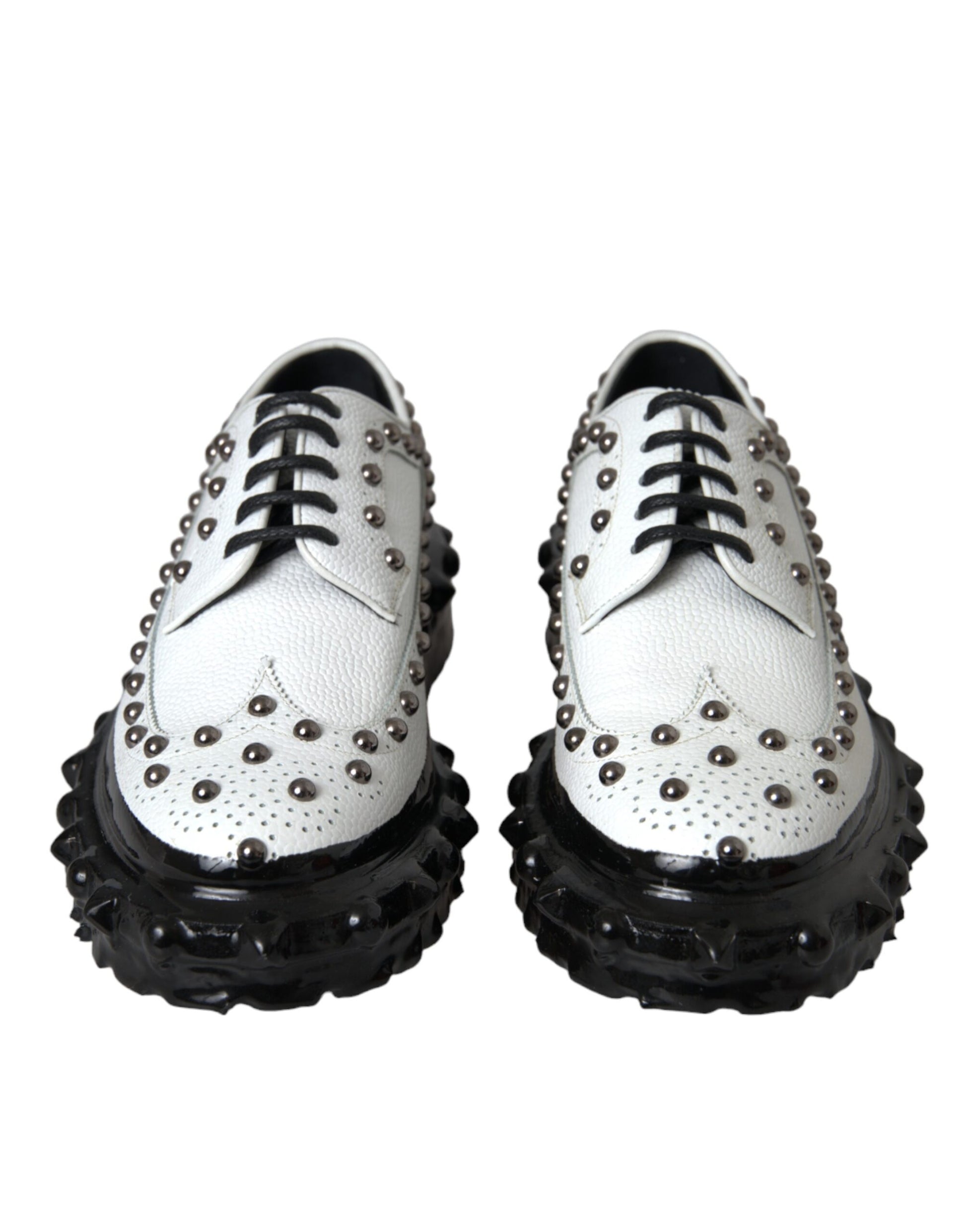 Black White Embellished Derby Formal Shoes