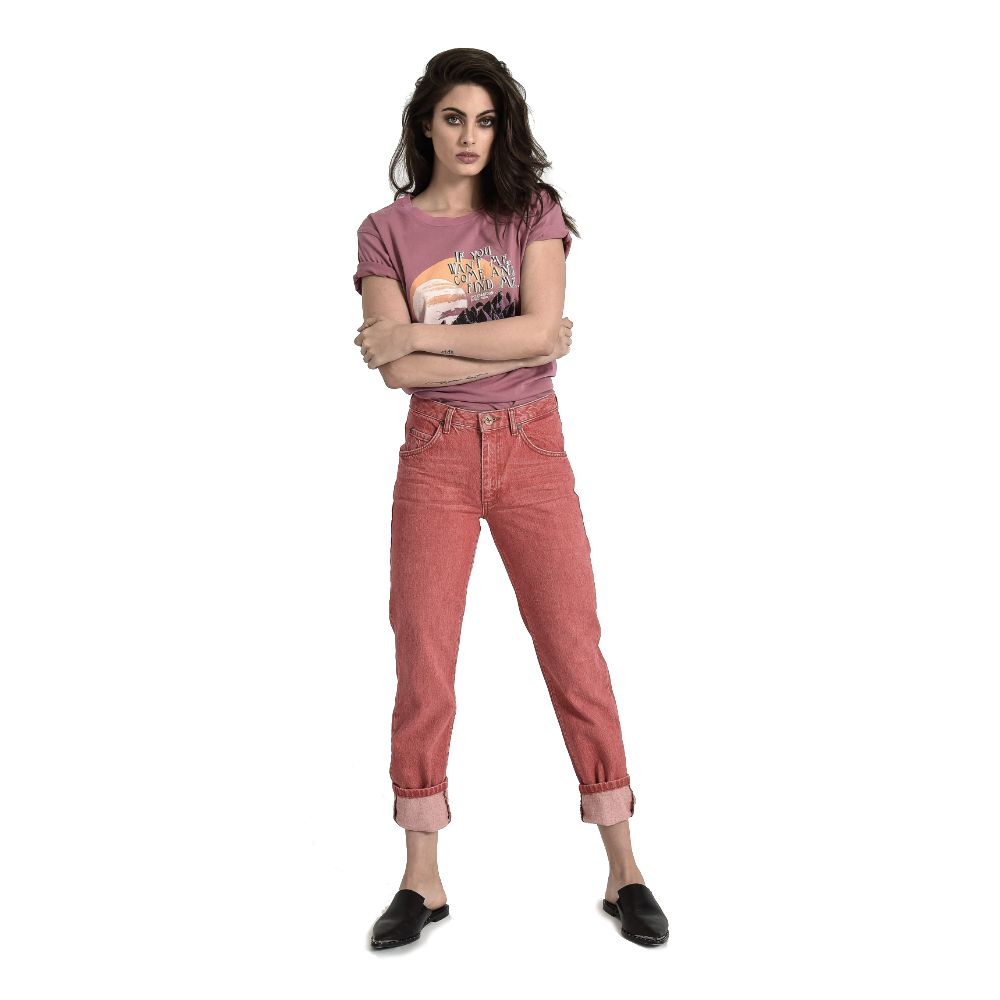 Red Cotton Women Jeans