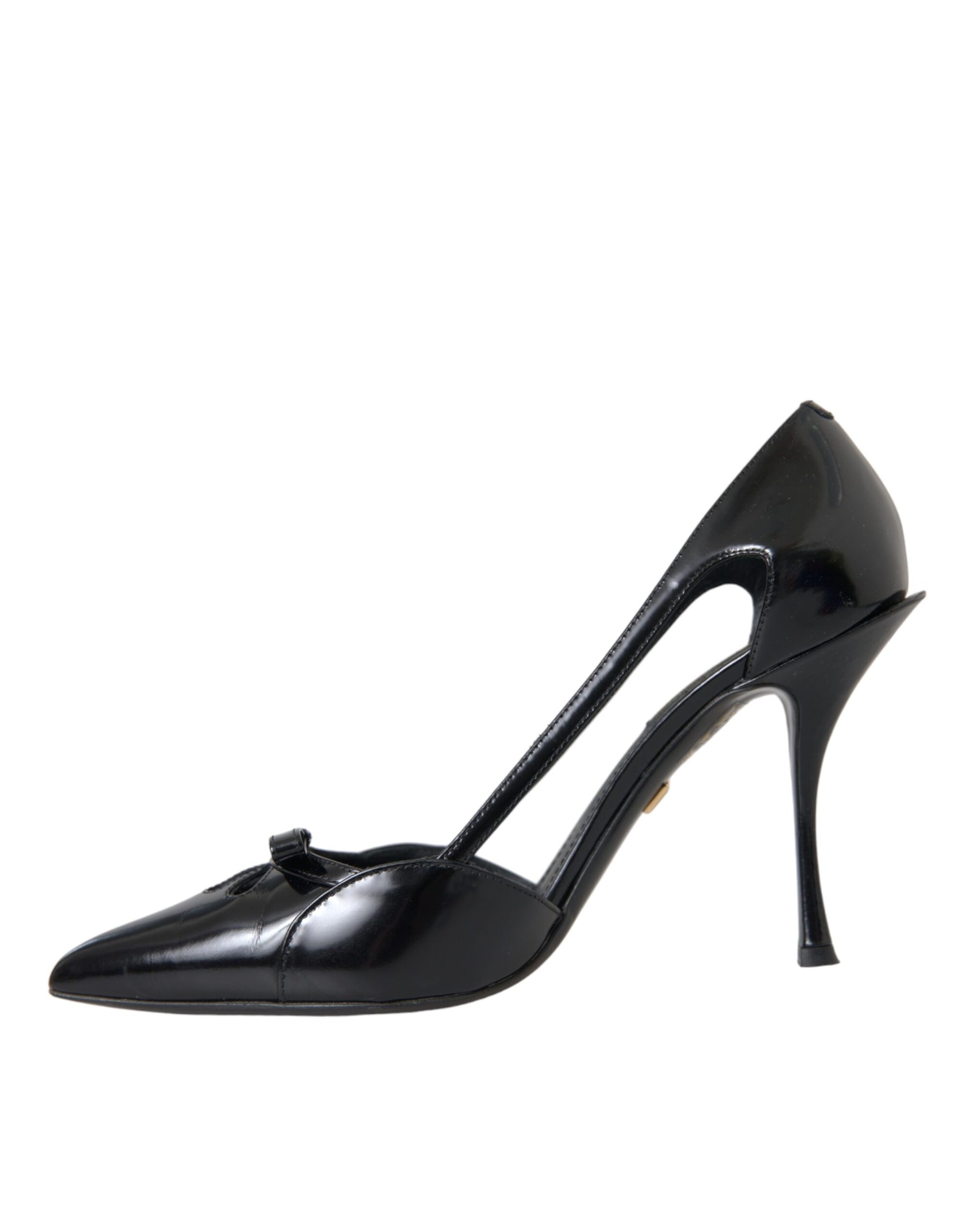 Black Calf Leather Pointed Heels Pumps Shoes