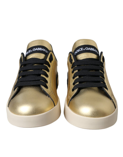 Gold Portofino Calf Leather Sneakers Women Shoes