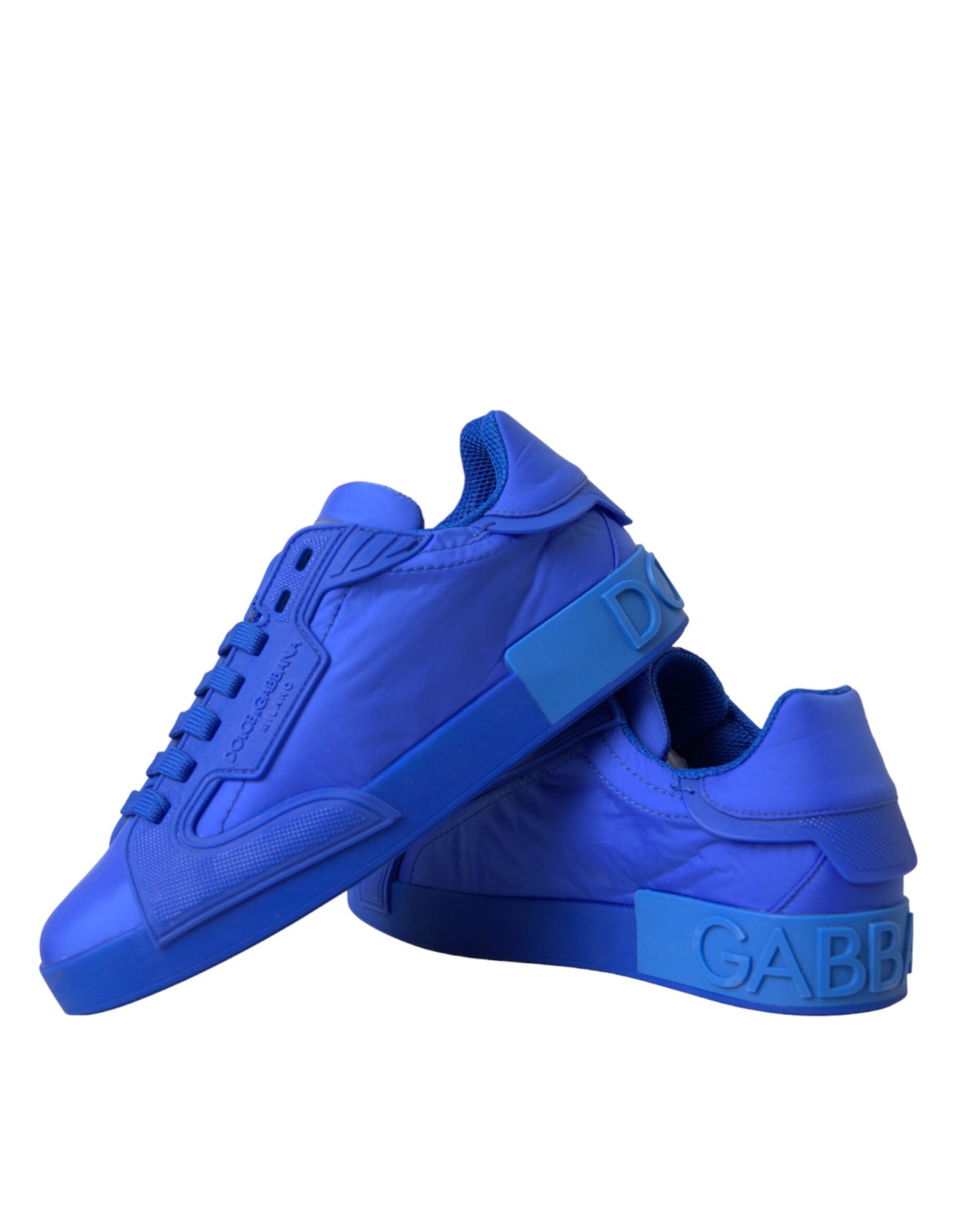 Blue Leather Fabric Low Top Sneakers Shoes