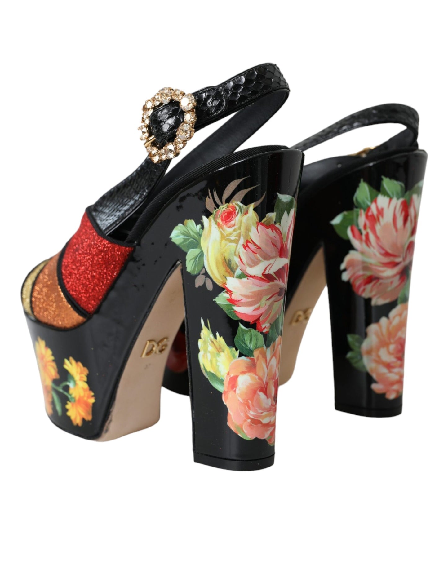 Multicolor Floral Crystal Platform Sandals Shoes