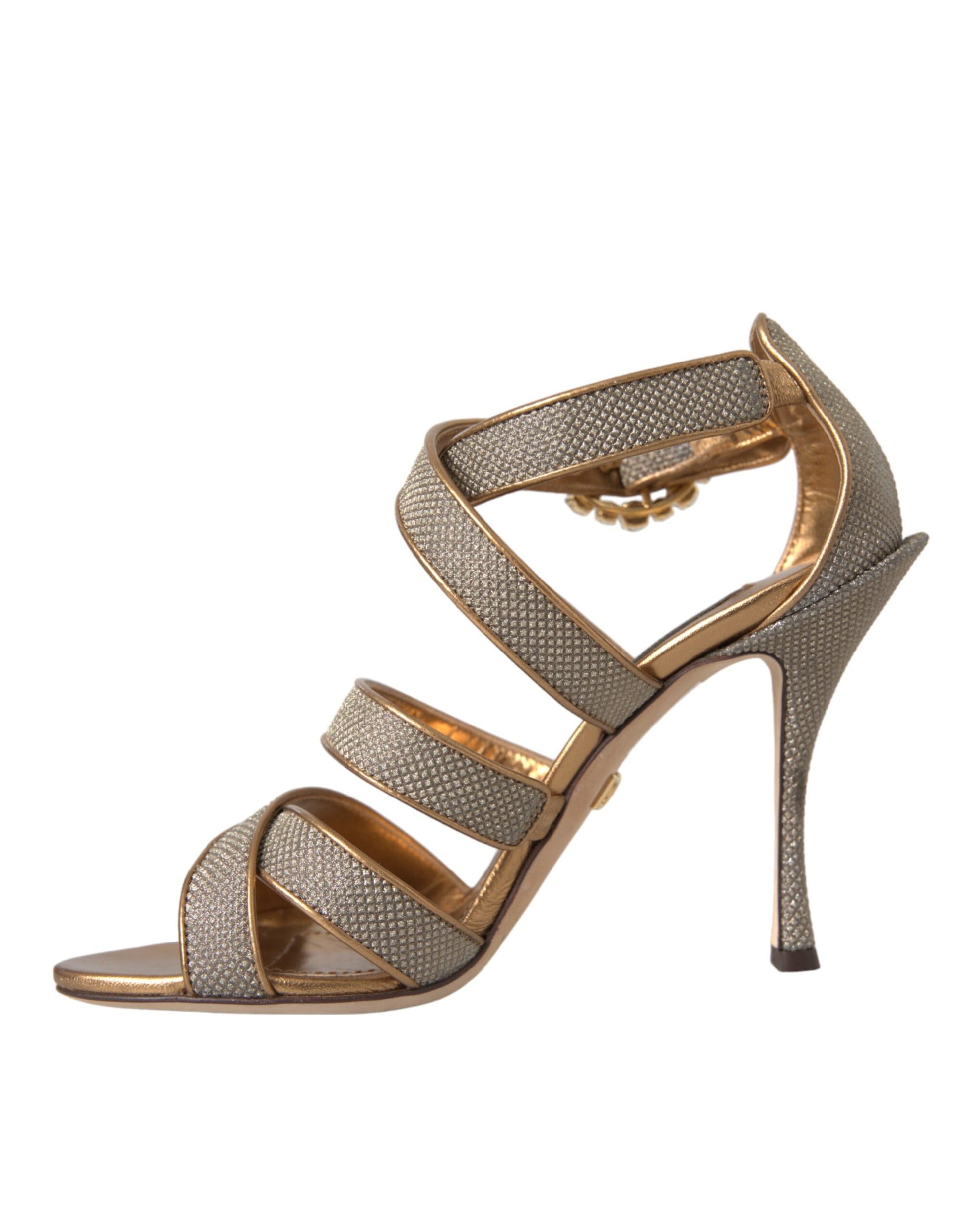 Bronze Crystal Strap Heels Sandals Shoes