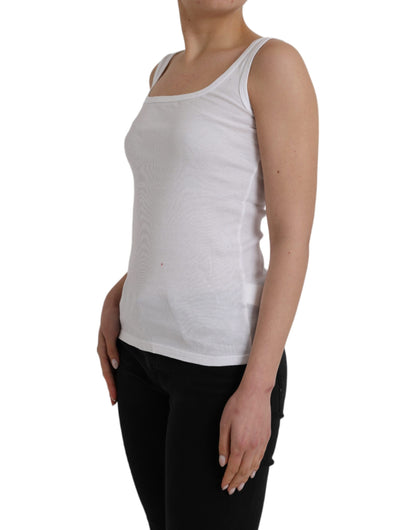 White Cotton Sleevelesss Tank Casual Top