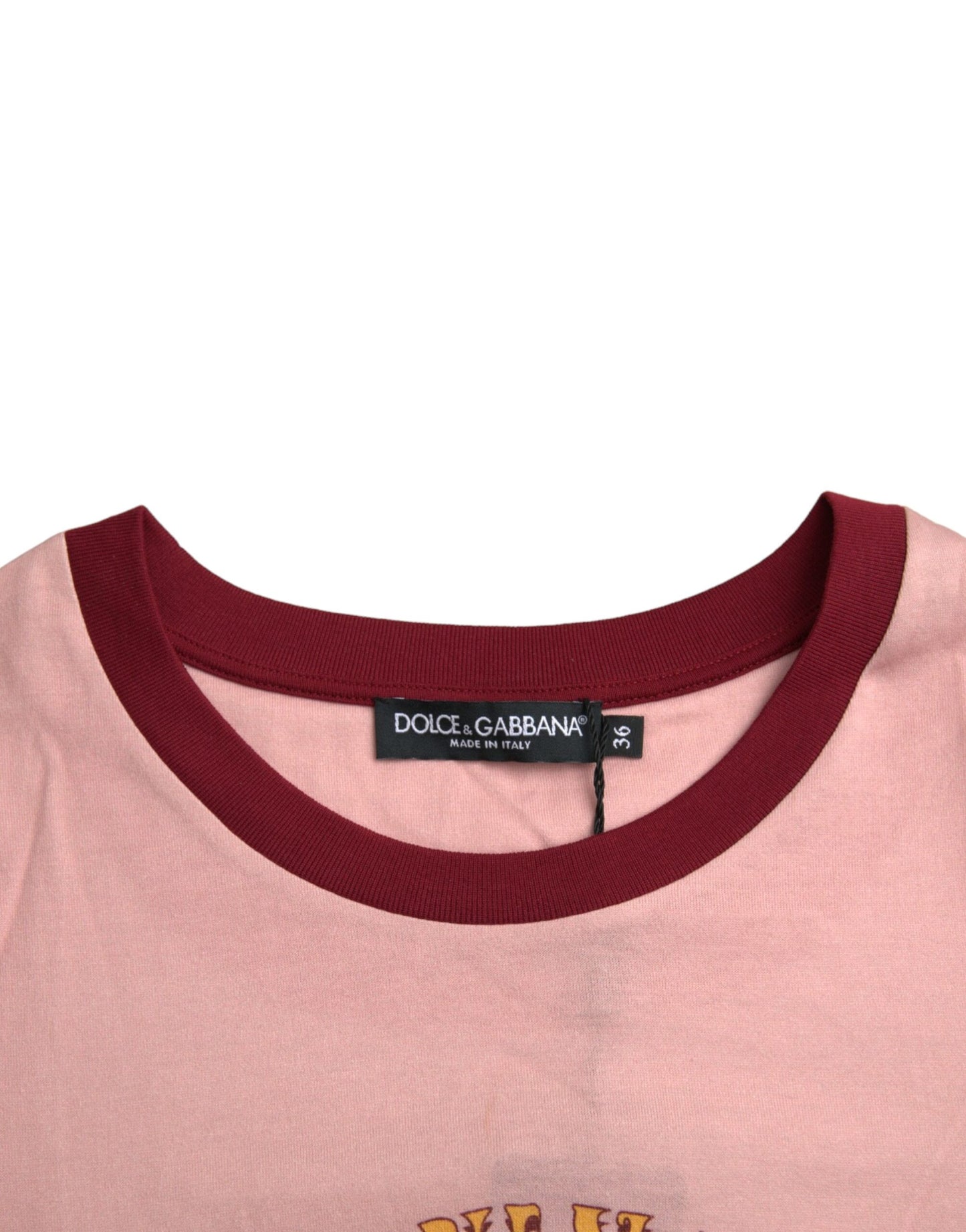 Pink Cotton Short Sleeves Crew Neck T-shirt