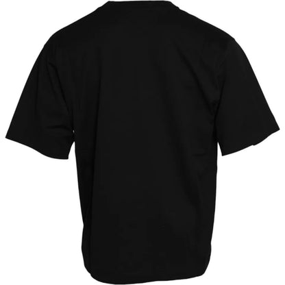 Black Logo Patch Cotton Crew Neck T-shirt