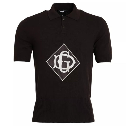 Brown Logo Collared Short Sleeve Men T-shirt