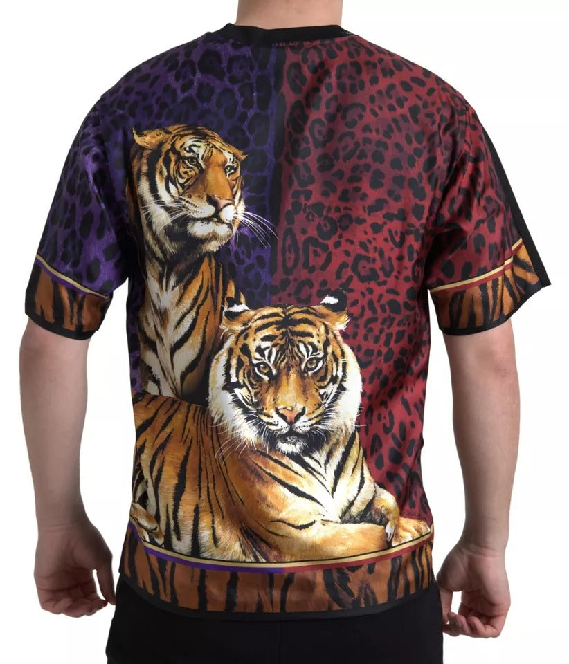 Multicolor TigerPrint Cotton Silk Tee T-shirt