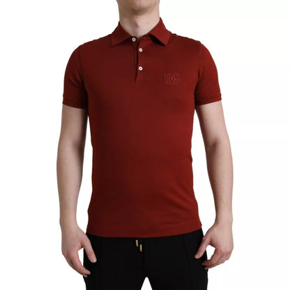 Red Logo Collared Short Sleeve Men T-shirt