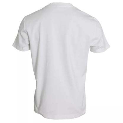 White Logo Embossed Cotton Crewneck T-shirt