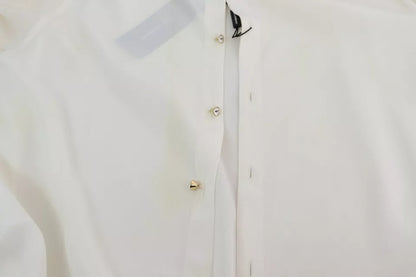 White Blouse Ascot Collar Shirt Silk Top